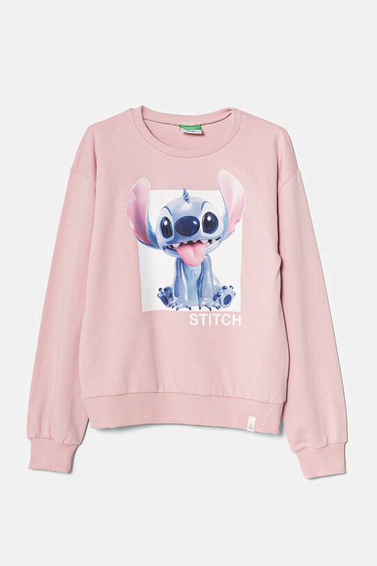 United Colors of Benetton bluza bawełniana dziecięca nadruk różowy 3PQMC10MU.G.Seasonal