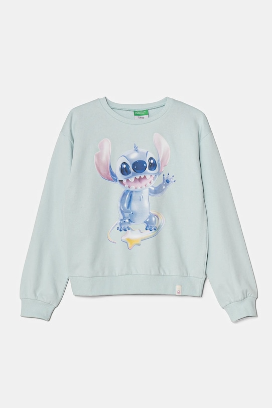 United Colors of Benetton bluza bawełniana dziecięca nadruk turkusowy 3PQMC10MU.G.Seasonal