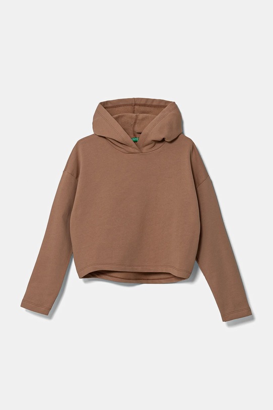 Dječja pamučna dukserica United Colors of Benetton bez uzorka smeđa 3UNIC204L.G.Seasonal