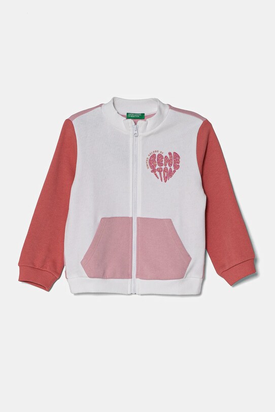 Detská bavlnená mikina United Colors of Benetton potlač biela 3J70G503N.P.Seasonal