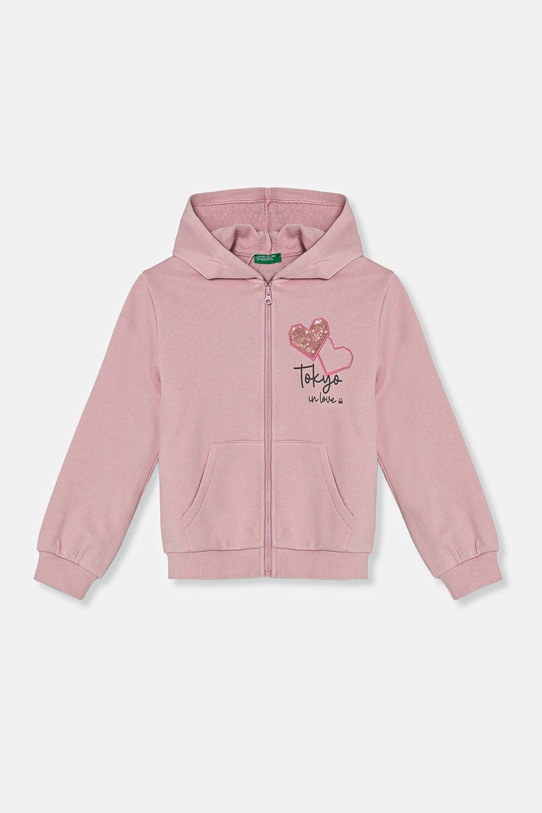 Dječja pamučna dukserica United Colors of Benetton pamuk roza 3J68G503T.P.Seasonal