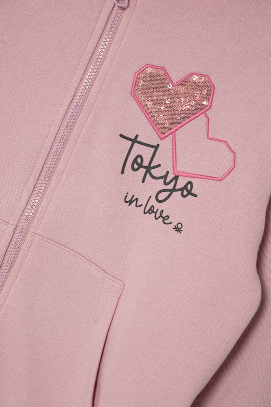 Djevojčice Dječja pamučna dukserica United Colors of Benetton 3J68G503T.P.Seasonal roza