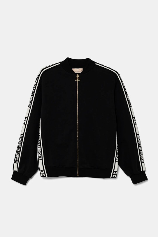 Дитяча бавовняна кофта Elisabetta Franchi без капюшона чорний EFFE139.0.FF002