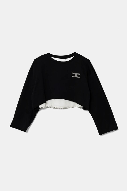 Дитяча бавовняна кофта Elisabetta Franchi без капюшона чорний EFFE144.0.FF002