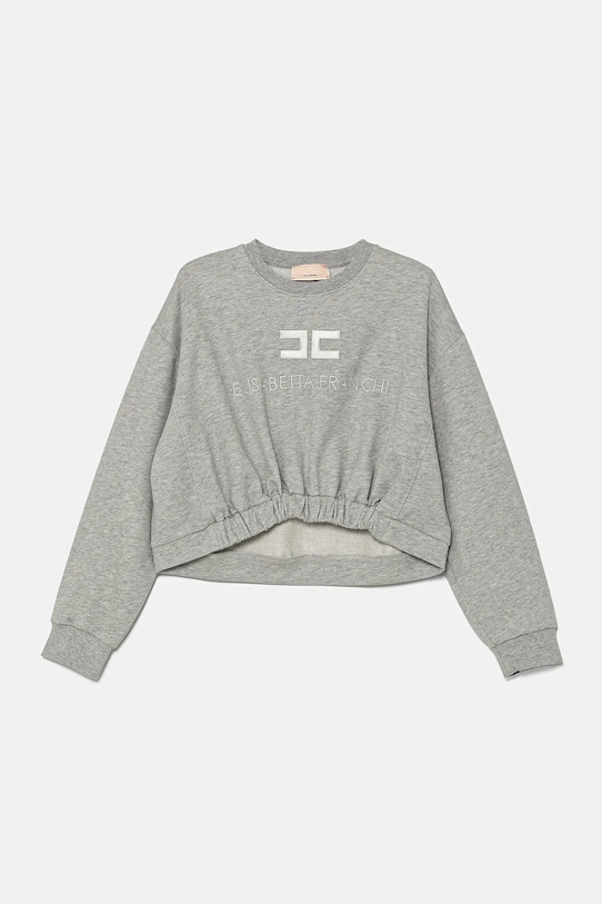 Дитяча бавовняна кофта Elisabetta Franchi без капюшона сірий EFFE143.0.FF002
