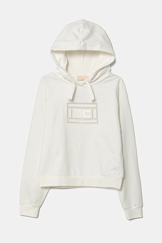 Dětská bavlněná mikina Elisabetta Franchi s kapucí bílá EFFE147.0.FF002