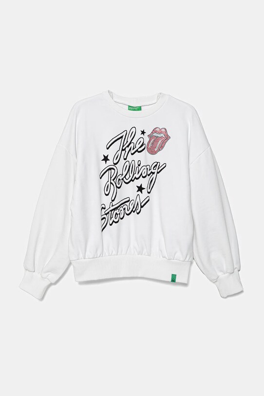 United Colors of Benetton hanorac de bumbac pentru copii imprimeu alb 3UNIC10NT.G.Seasonal