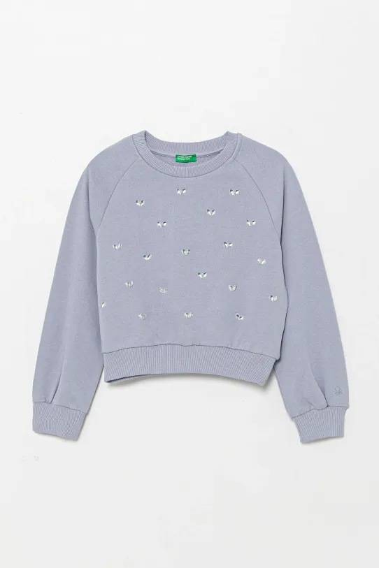United Colors of Benetton bluza bawełniana dziecięca aplikacja niebieski 3J70C10O2.G.Seasonal