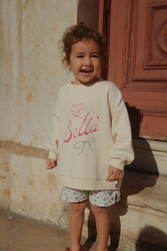 Konges Sløjd hanorac de bumbac pentru copii RHW X KS BELLA SWEAT GOTS print bej KS103593