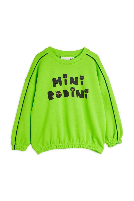 Detská bavlnená mikina Mini Rodini Mini Rodini Cats 2512010575 zelená SS25