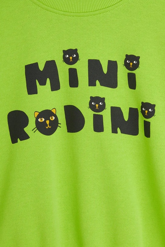 Mini Rodini bluza bawełniana dziecięca Mini Rodini Cats zielony 2512010575