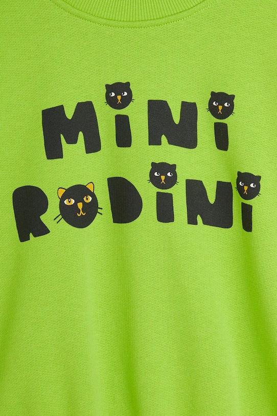 Detská bavlnená mikina Mini Rodini Mini Rodini Cats zelená 2512010575