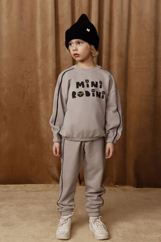 Detská bavlnená mikina Mini Rodini Mini Rodini Cats bavlna sivá 2512010597