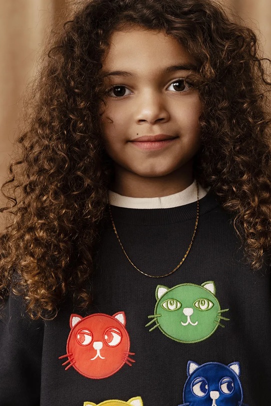 Detská bavlnená mikina Mini Rodini Cool cats 2512011999 čierna