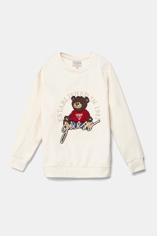 Παιδική βαμβακερή μπλούζα Guess χωρίς κουκούλα μπεζ H5RJ01.KAD74.PPYA