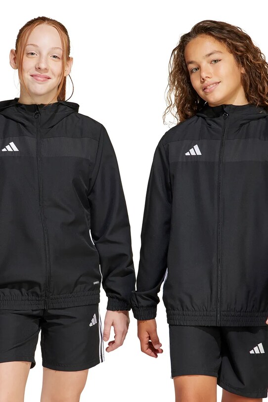 Detská mikina adidas Performance s kapucňou čierna JD0629