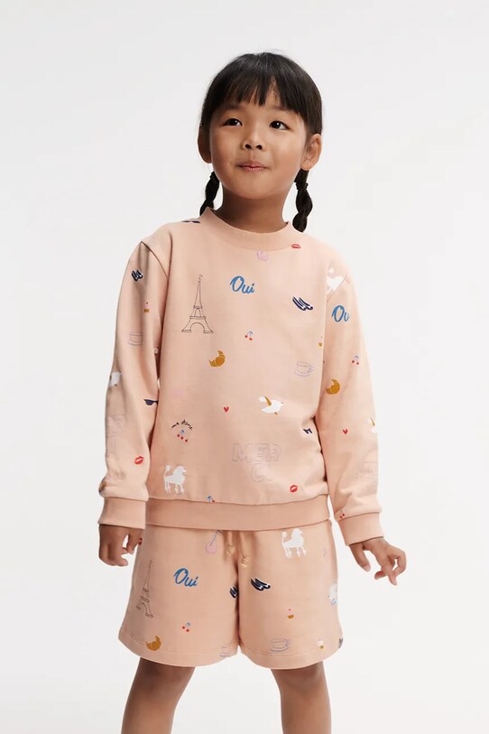 Liewood hanorac de bumbac pentru copii Thora Printed Sweatshirt LW19862 portocaliu