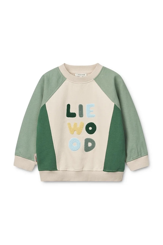 Detská bavlnená mikina Liewood Aude Placement Sweatshirt LW19863 zelená SS25