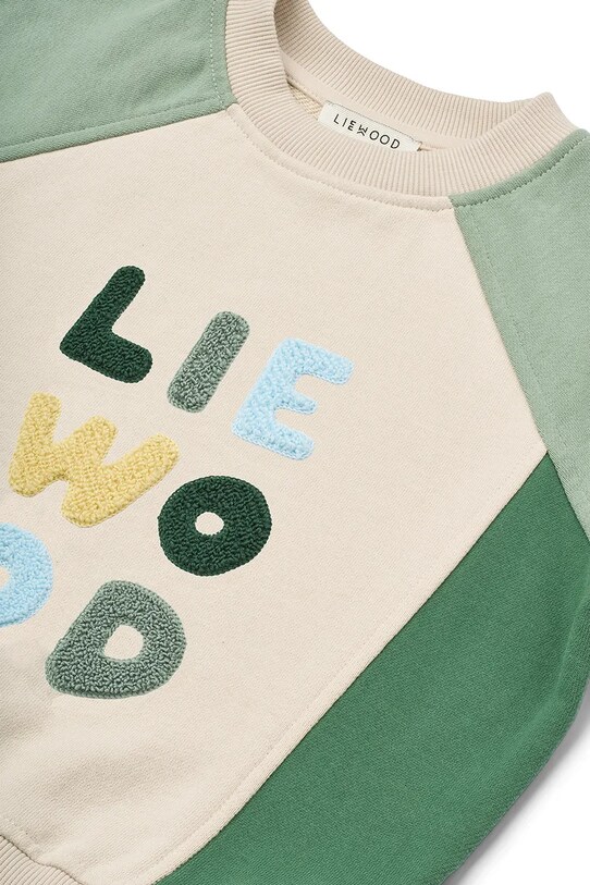 Liewood hanorac de bumbac pentru copii Aude Placement Sweatshirt verde LW19863
