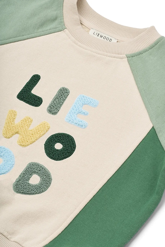Detská bavlnená mikina Liewood Aude Placement Sweatshirt zelená LW19863