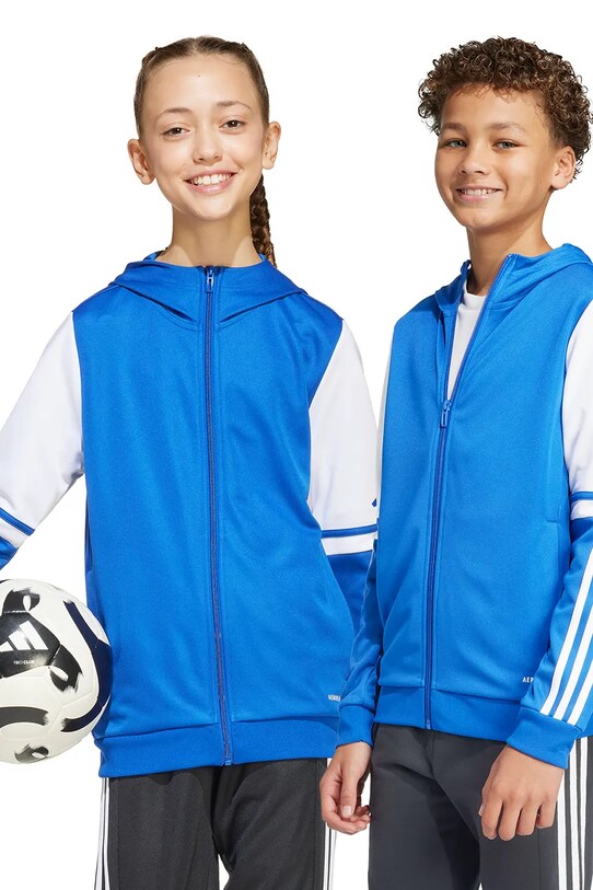 Detská mikina adidas Performance nášivka modrá JD4802