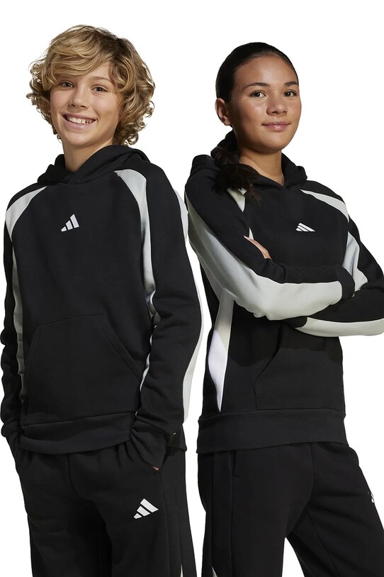 Дитяча кофта adidas з капюшоном чорний JD0057