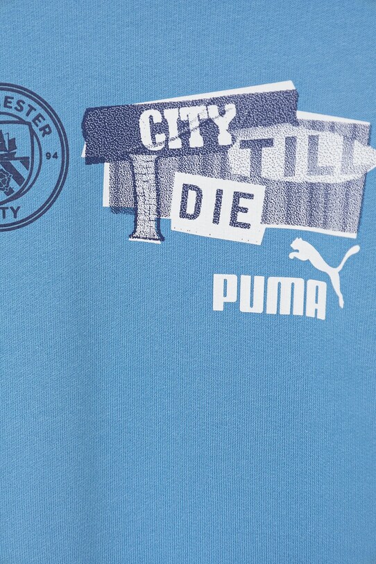 Хлопчик Дитяча бавовняна кофта Puma MCFC ftblNRGY Hoodie 779122 блакитний