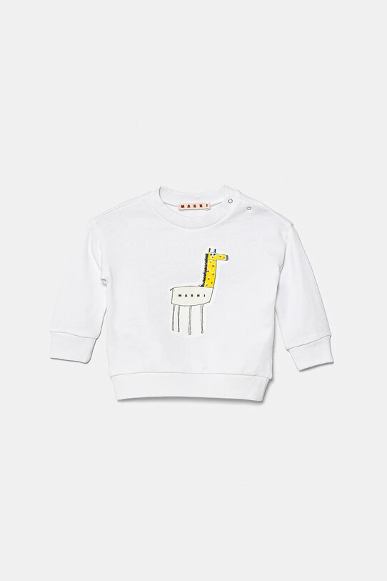 Βαμβακερή μπλούζα μωρού Marni MS304B SWEAT-SHIRT χωρίς κουκούλα λευκό M01405