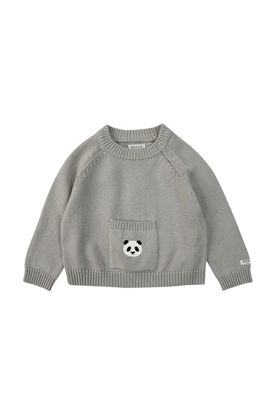 Donsje pulover de bumbac pentru bebelusi Loeke Sweater Panda 3037804 gri SS25