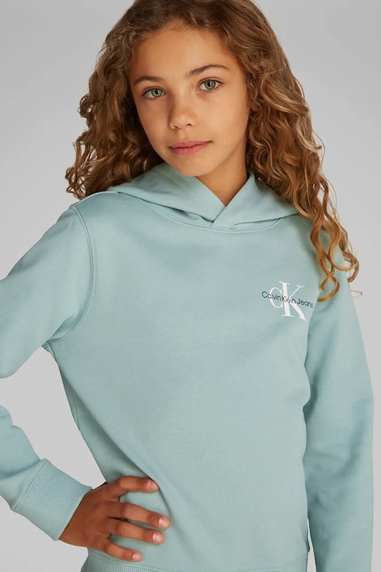 Детская хлопковая кофта Calvin Klein Jeans IU0IU00266.PPYA бирюзовый