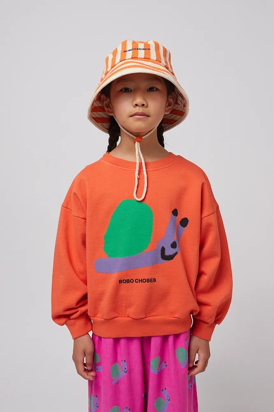 Detská mikina Bobo Choses Funny Snail bez kapucne oranžová 125AC031