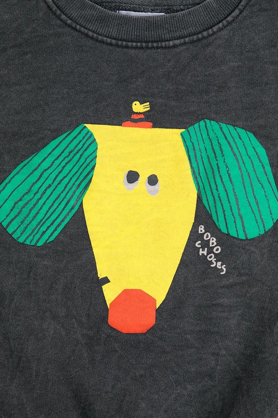 Мальчик Детская хлопковая кофта Bobo Choses Happy Dog 125AC035 чёрный