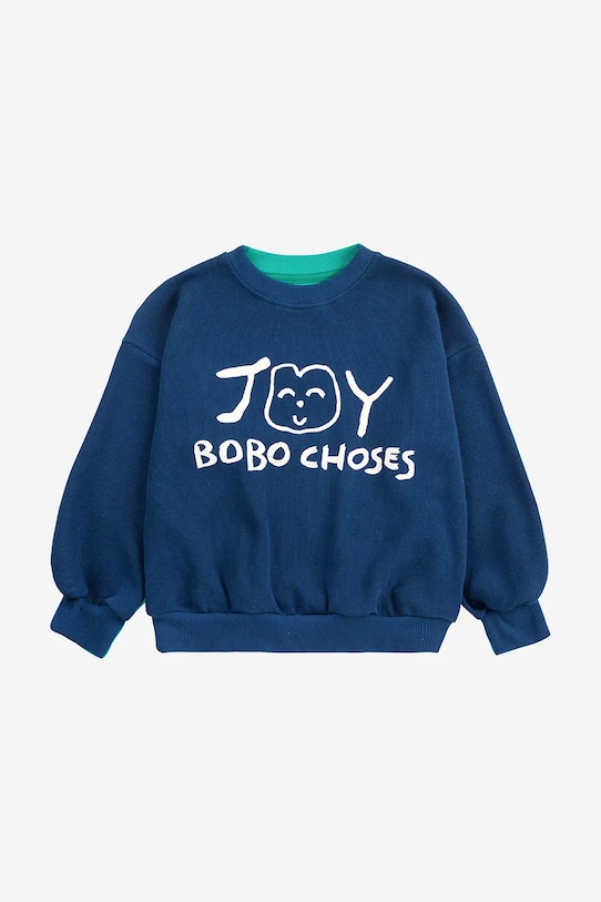 Bobo Choses hanorac de bumbac pentru copii Smiling 125AC040 bleumarin SS25