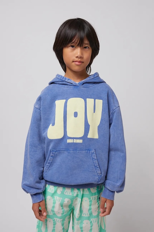 Детская хлопковая кофта Bobo Choses Joy с капюшоном голубой 125AC045
