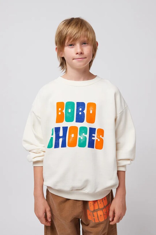 Детски памучен суичър Bobo Choses памук бежов 125AC129