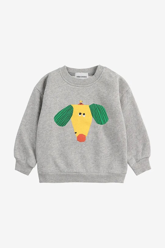 Βαμβακερή μπλούζα μωρού Bobo Choses Happy Dog 125AB029 γκρί SS25