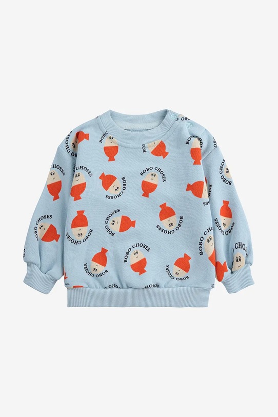 Хлопковая кофта для младенцев Bobo Choses Morning Egg 125AB030 голубой SS25