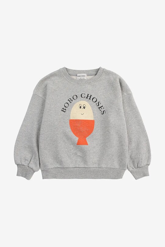 Bobo Choses hanorac de bumbac pentru copii Morning Egg 125AC034 gri SS25