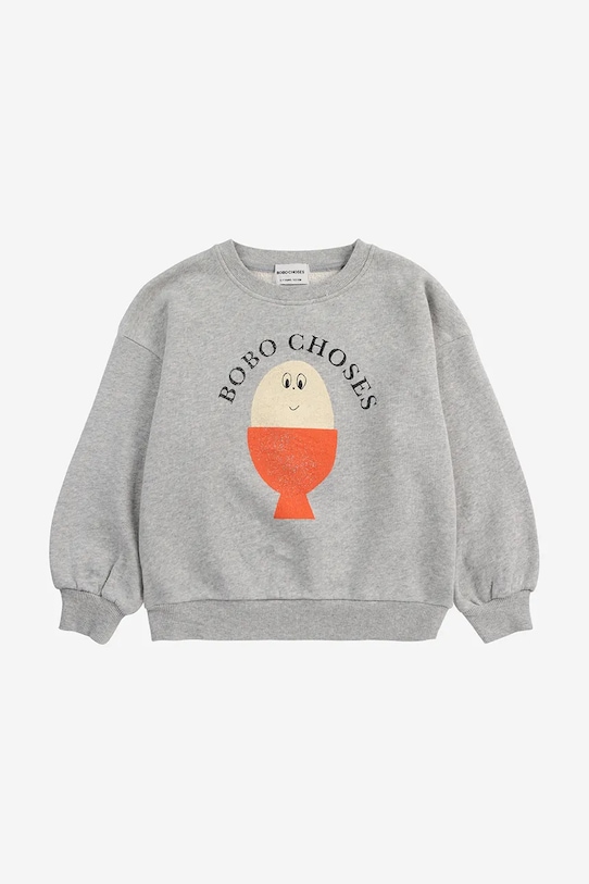 Dětská bavlněná mikina Bobo Choses Morning Egg 125AC034 šedá SS25