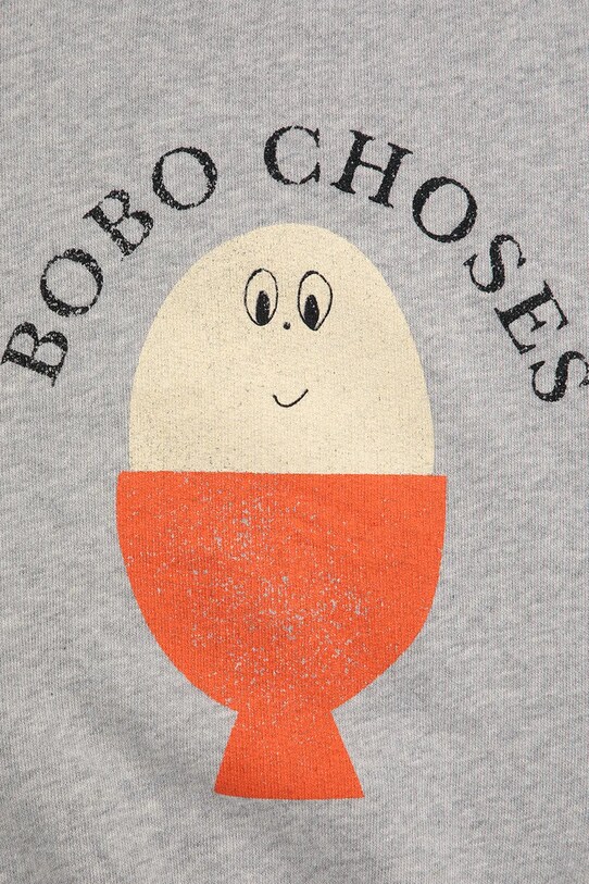 Băieți Bobo Choses hanorac de bumbac pentru copii Morning Egg 125AC034 gri