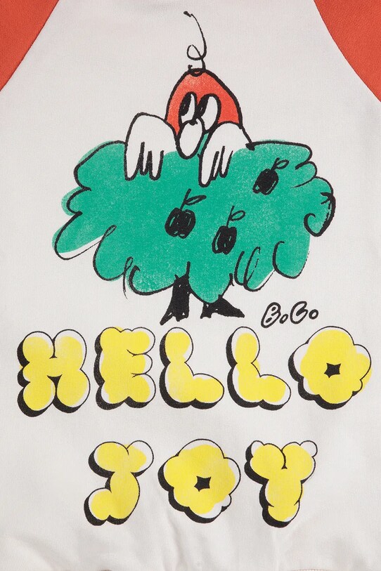 Хлопчик Дитяча бавовняна кофта Bobo Choses Hello Joy 125AC044 білий