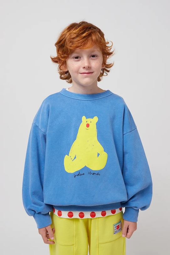 Dětská bavlněná mikina Bobo Choses Hug Me Bear bez kapuce modrá 125AC036