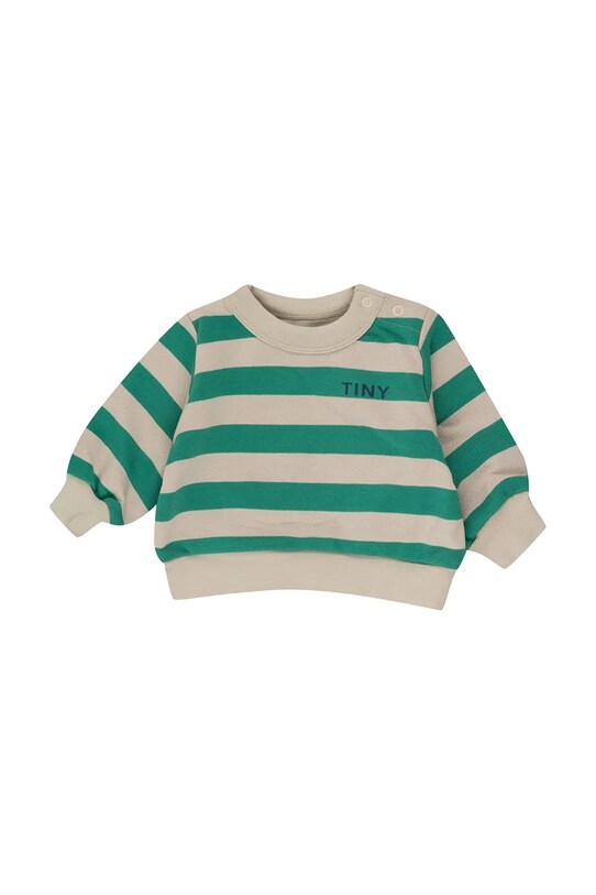 Tinycottons hanorac de bumbac pentru bebelusi STRIPES BABY SWEATSHIRT cu modele verde SS25.126