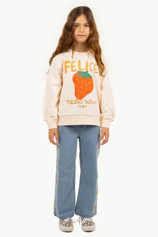 Tinycottons bluza bawełniana dziecięca NELLA NATURA GRAPHIC SWEATSHIRT beżowy SS25.100