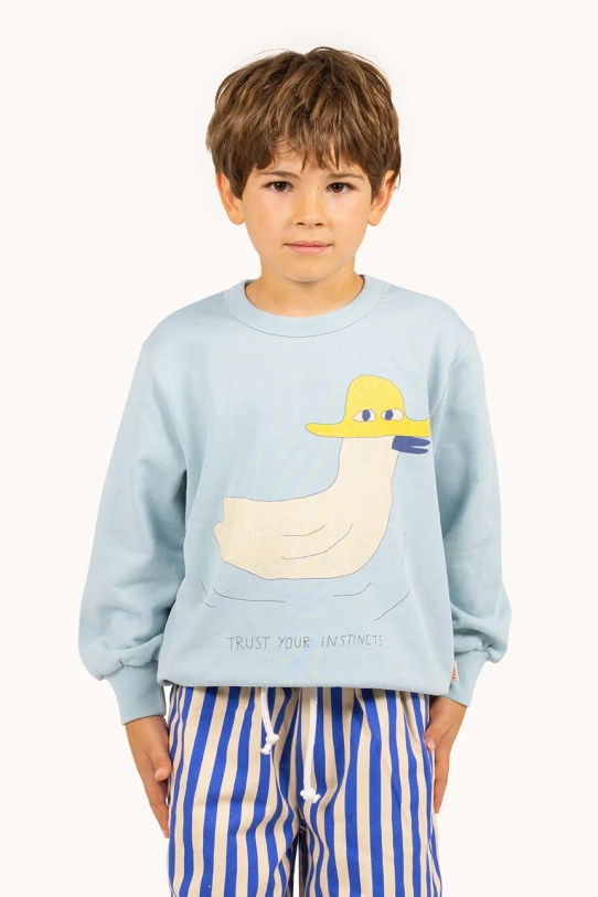 Tinycottons bluza bawełniana dziecięca DUCK GRAPHIC SWEATSHIRT nadruk niebieski SS25.101