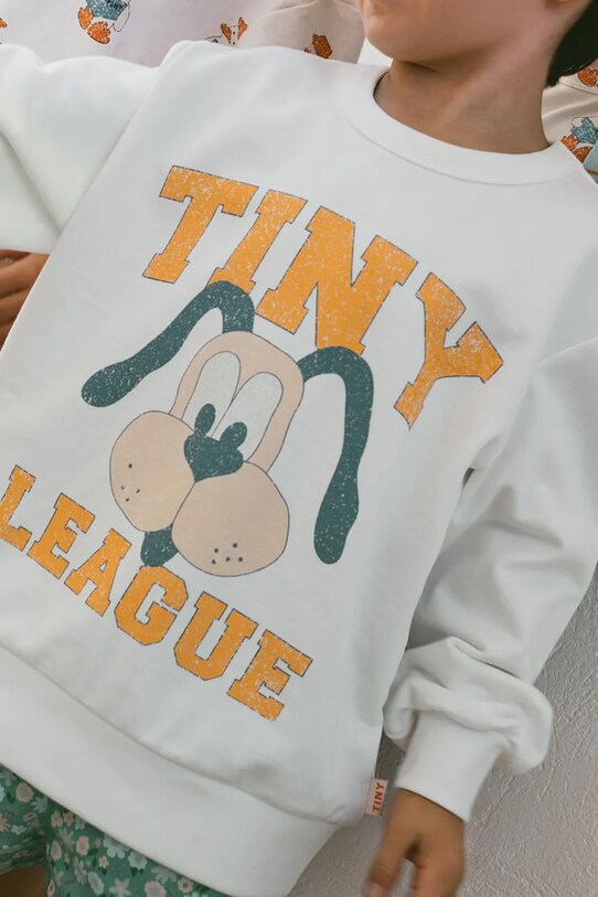 Tinycottons bluza bawełniana dziecięca TINY LEAGUE GRAPHIC SWEATSHIRT SS25.102 beżowy