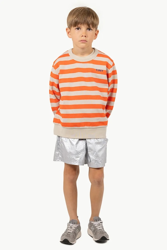 Dětská bavlněná mikina Tinycottons STRIPES SWEATSHIRT oranžová SS25.125