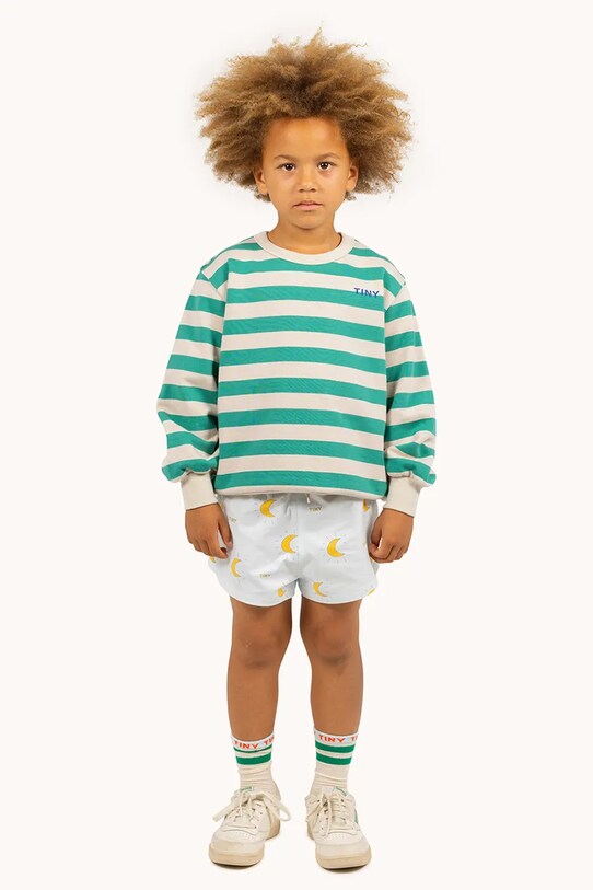 Tinycottons bluza bawełniana dziecięca STRIPES SWEATSHIRT zielony SS25.125