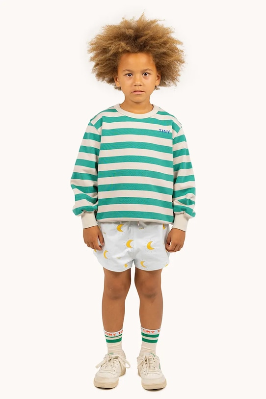 Detská bavlnená mikina Tinycottons STRIPES SWEATSHIRT zelená SS25.125