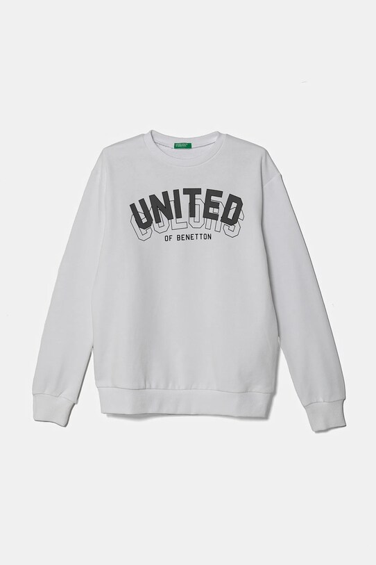 United Colors of Benetton hanorac de bumbac pentru copii print alb 3J68C10N2.G.Seasonal